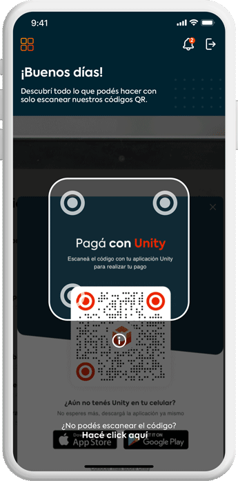 Celular con código QR